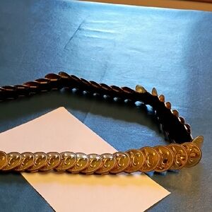 Gold Decorative Belt Fleur De Lis Pattern Coin Vintage Chic